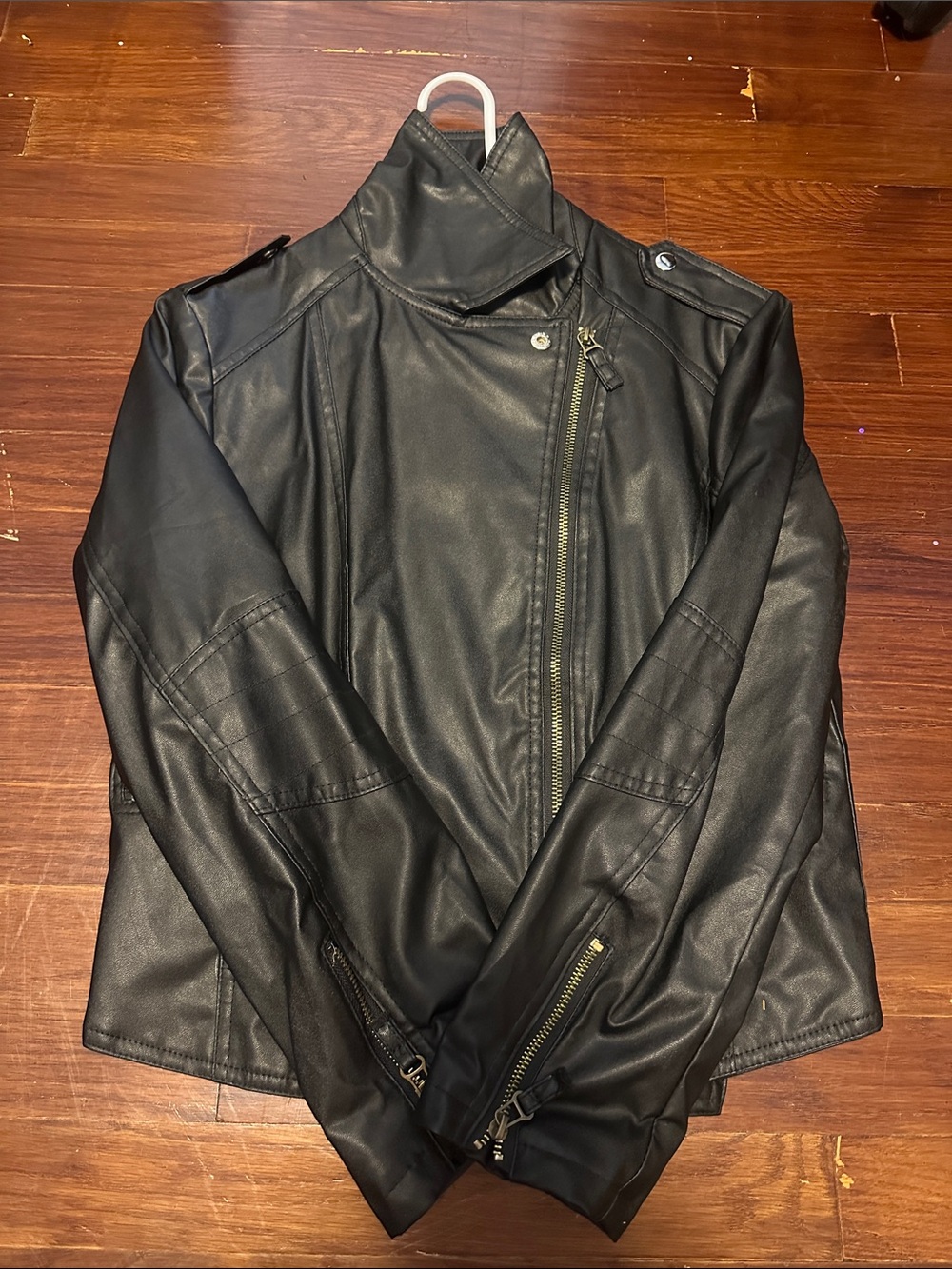 Vampire Diaries Team Damon Black Faux Leather Moto Jacket